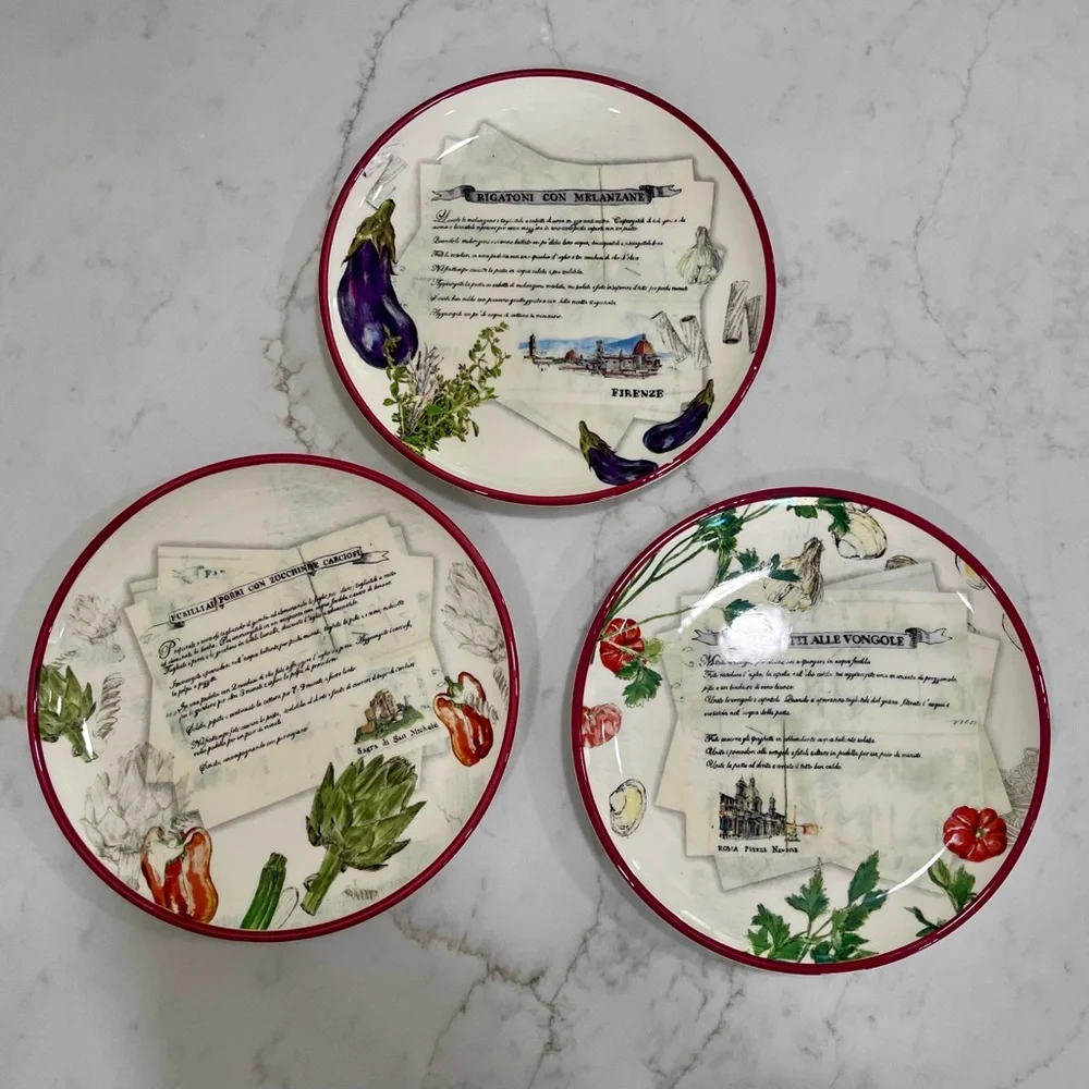 Williams-Sonoma Italian Recipes Plates – Set of 3 (2010, Made in Portugal)